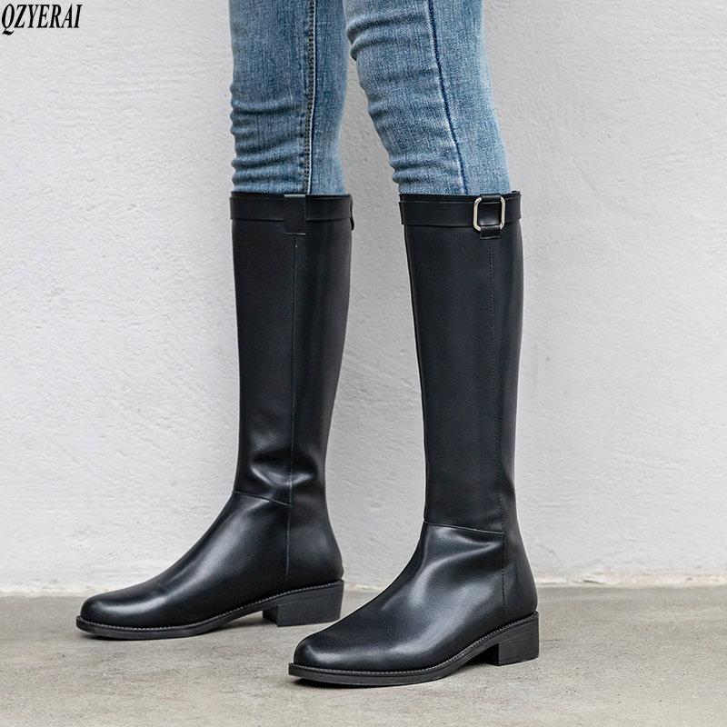 

New arrival winter women boots natural Genuine leather Knee high boots Motorcycle Fur one snow 100% cowhide, Black