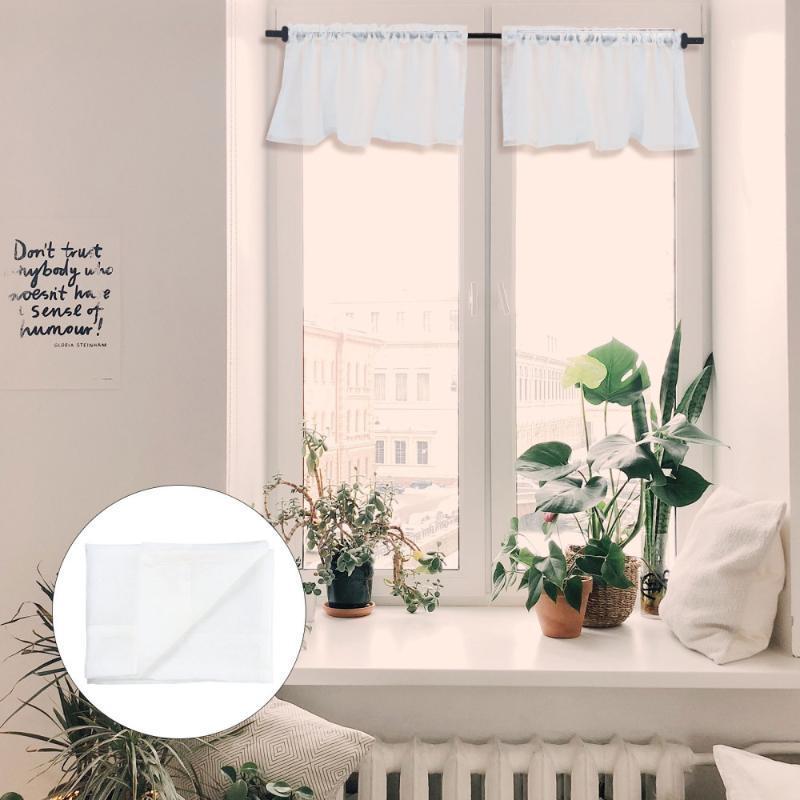 

2pcs Small Curtain Coffee Curtain Short Half Window Gauze Valances1, White