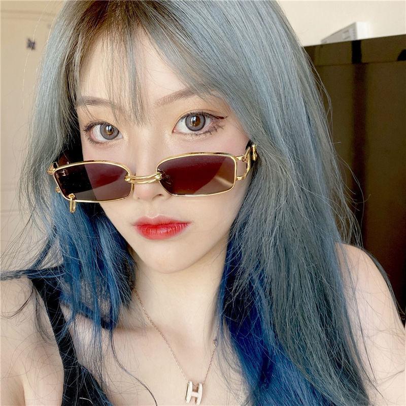 

Fashion Small Rectangle Sunglasses Metal Black Star Models Sun Glasses Personality Trend Travel Glasses
