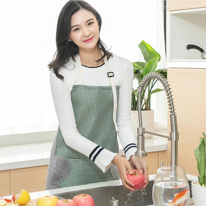 

Adult Household Overalls with Hand Towels Oil-proof and Waterproof Kitchen Thickened Apron1