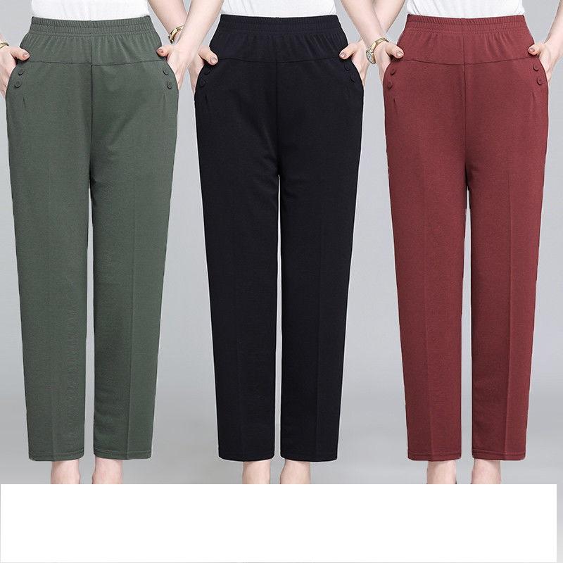 

2020 Hot Sale Pantalon Mujer Palazzo Pants Women's Trousers Summer Thin Mom Loose High Waist Straight Pants Middle Large Casual, Gray