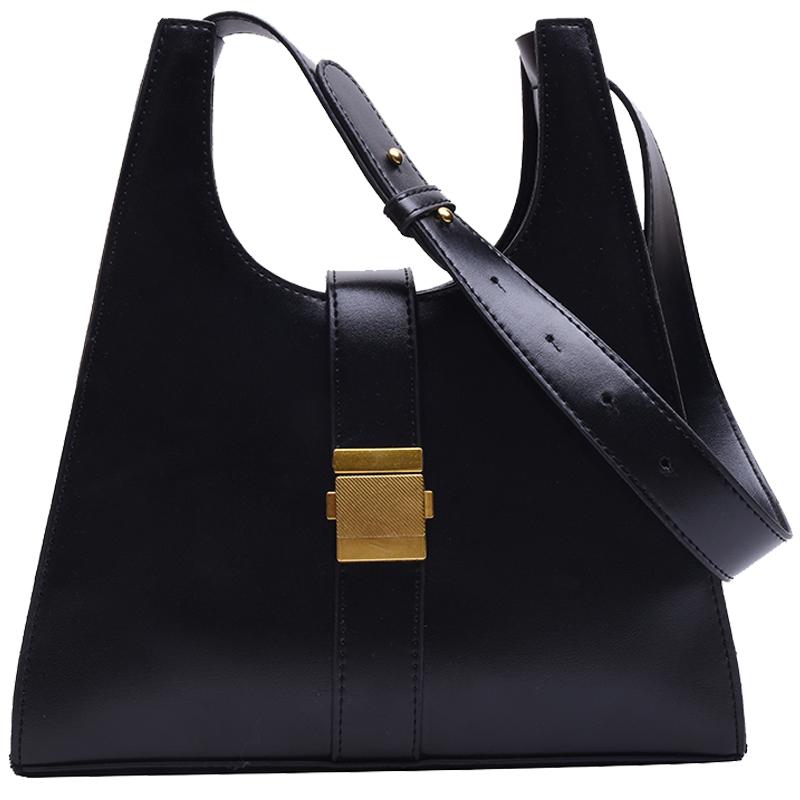 

New shoulder women's bag 2020 new fashion europe style versatile texture advanced sense retro Fashion underarm bag, Black