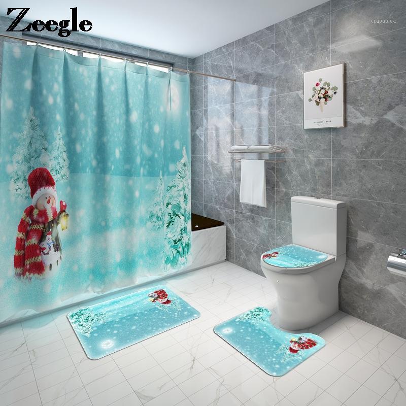 

Christmas Bath Mat and Shower Curtain Set Microfiber Bathroom Carpet Rug Non-Slip Bathroom Floor Foot Mat1