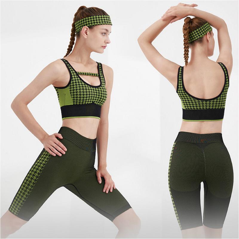 

Women Yoga Set Running suit Tight Fitness clothes Bra+Shorts Sport Leggings Running Workout Stripe Push Up Yoga Suit Tight Wear, Blue