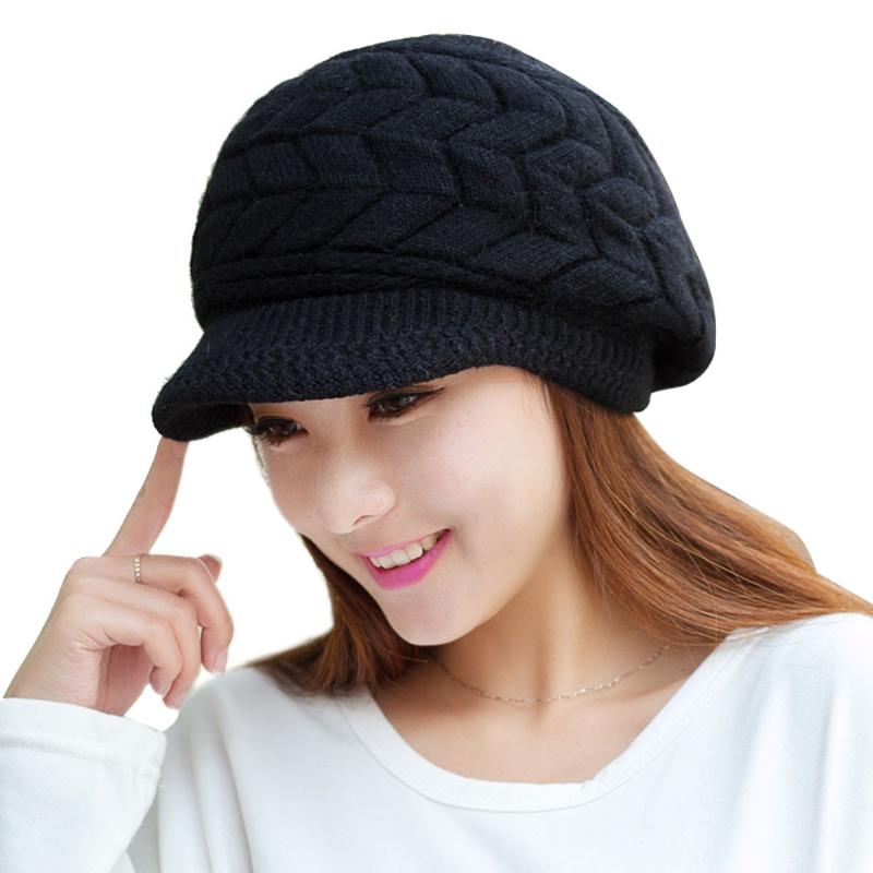 

Knitted Hat Women Winter Hats for Women Ladies Beanie Girls Skullies Bonnet Femme SnapBack Warm Wool Hat Sombrero Mujer #2, Pink