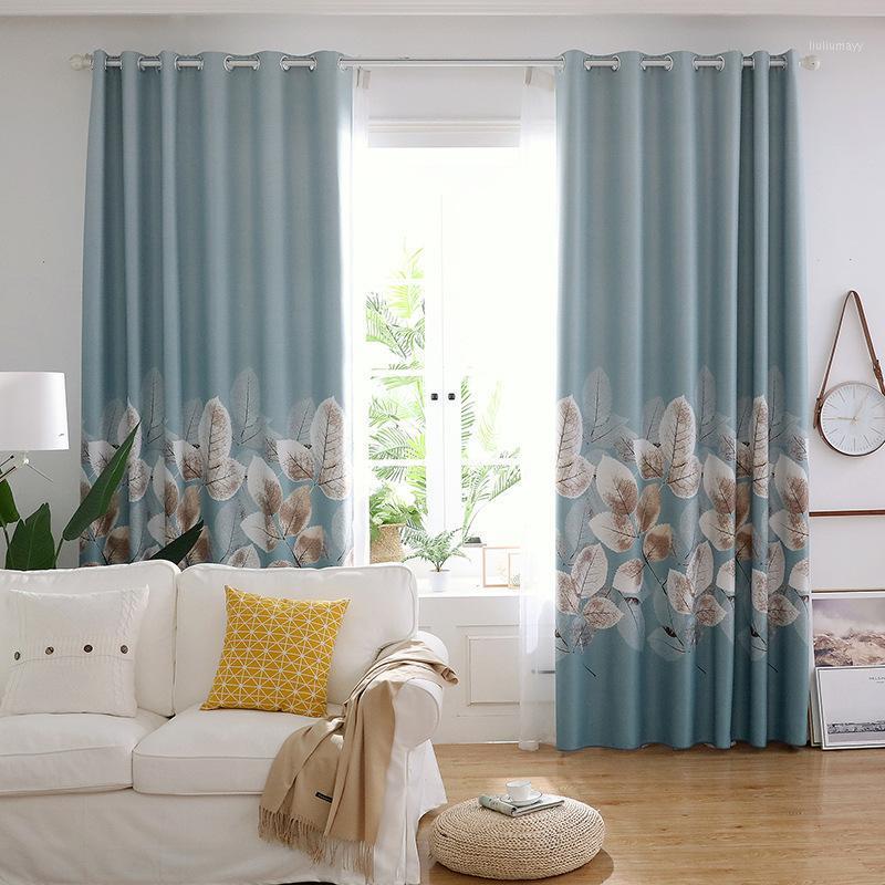 

Nordic Leaves Curtain for Living Room Blackout Curtain for Bedroom Blue Drape Window Blinds Fashion Fabric Custom Made X636#401, White tulle