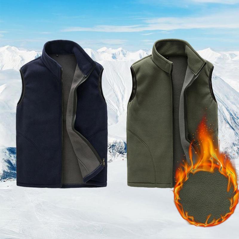 

Winter Full-Zip Fleece Vest Warm Unisex Stand Collar Spring Soft Solid Color Vest with Pockets Winter Clothing Soft Fleece, Blue