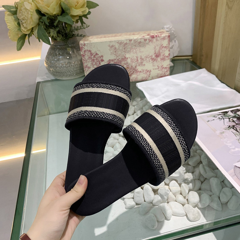 

Women Embroidered Cotton Slippers Black Deep Blue Green Canvas Leather Flat Slides Womens Multicolor Embroidery Slipper Home Flip Flops Casual Sandals Summer Mule