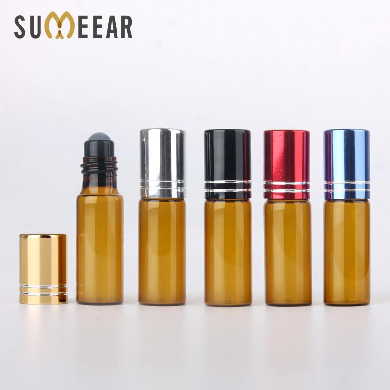 

100 Pieces/Lot 5ML Essential Oil Bottles Roll On Amber Glass Bottle Refillable Perfume Bottle Travel Cosmetic Container1