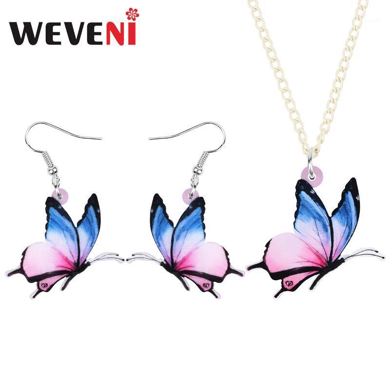 

WEVENI Acrylic Tabby Butterfly Jewelry Sets Necklace Earrings Printing Animal Jewelry For Women Girls Fashion Gift Accessories1, As pic