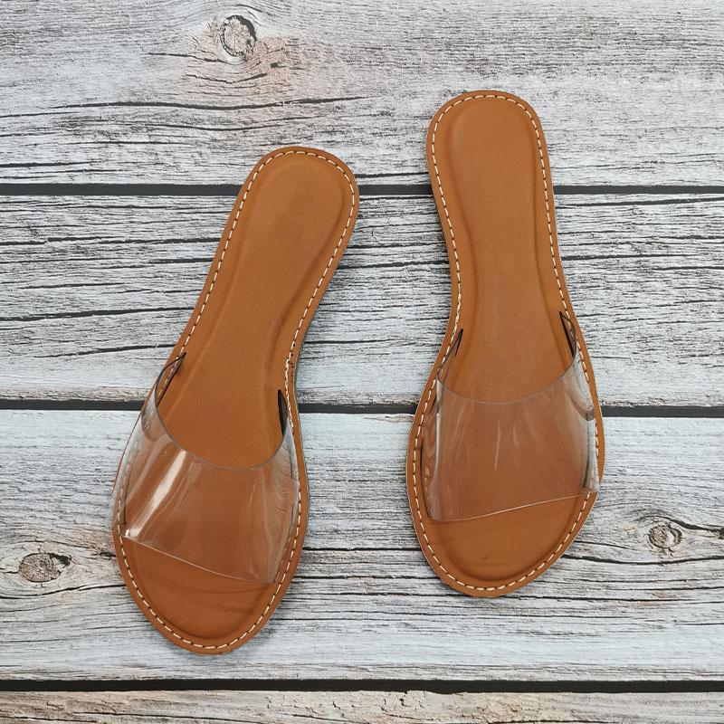 

Summer EVA Women Slippers 2021 New Fashion Clear Flat Shoes Slip-On Jelly Shoes Ladies Flat Beach Outdoor Holiday Beach Slides, White