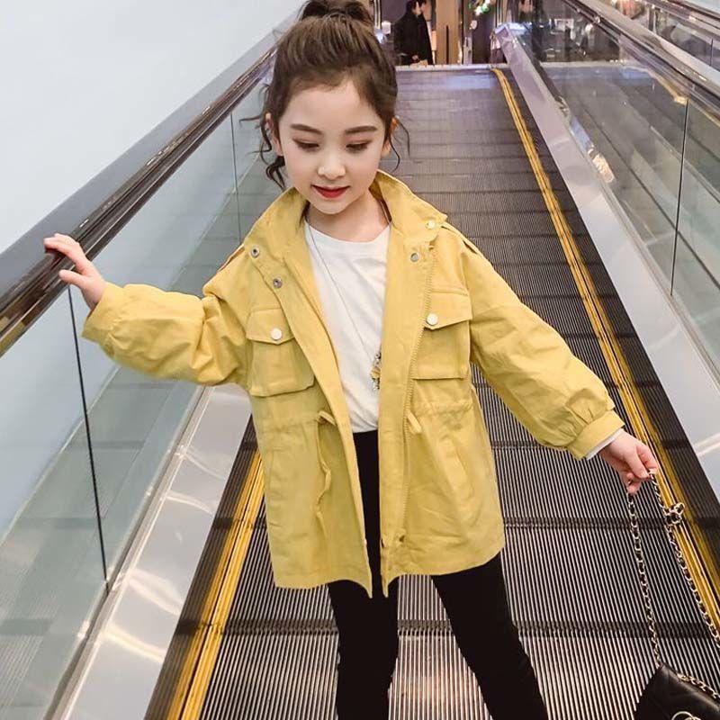 

Spring Autumn Korean Fashion Children Cotton Windbreaker Jacket Kids Girls Trench Coat Outerwear Coats Yellow, White