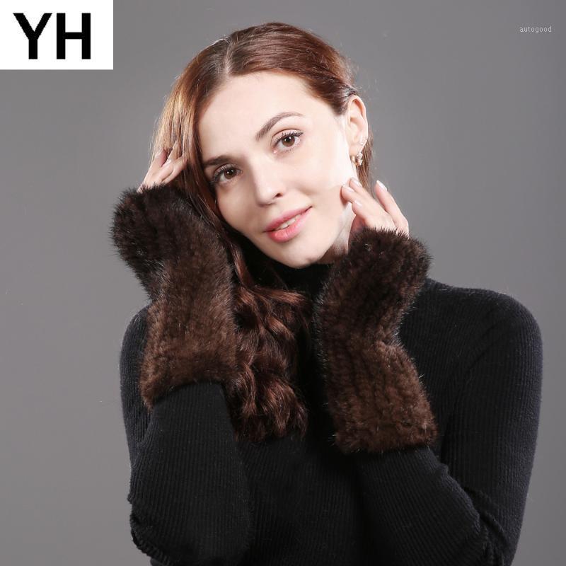 

Five Fingers Gloves 2021 Women Real Handmade Knitted Natural Winter Warm Good Elastic Mittens1