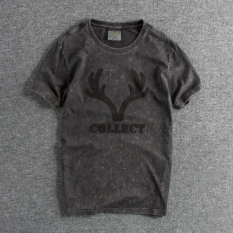 

2021 New Cotton Clothing Mens Harajuku t Shirts Short-sleeved Trendy Summer Men's Vintage Tops Male Tees Vglw, As shown
