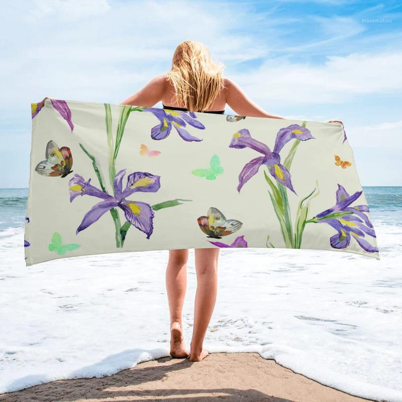 

Purple Leaf Butterfly Watercolor Painting Bath Towel Microfiber Beach Towel Bathroom Camping Accessories Bath Towels for Adults1, As pic