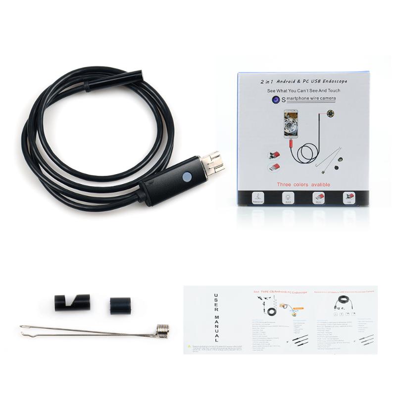 

7mm 2 IN 1 USB Endoscope 720P HD Snake Tube and Android Borescope USB Endoscopio Inspection Micro Camera for PC Smart Phone