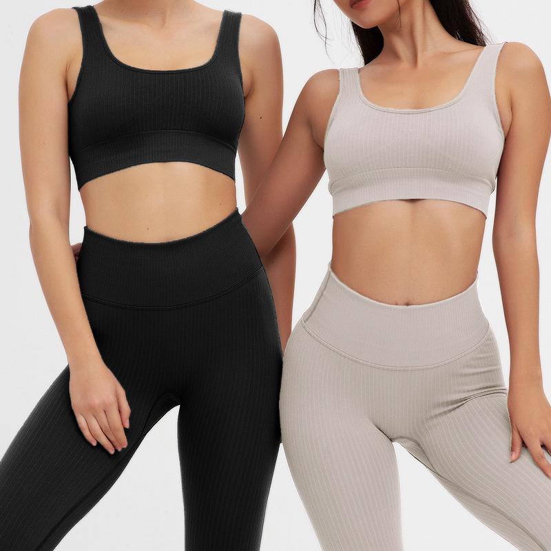 

2 Piece Set Seamless Workout Clothes for Women Sports Bra and Leggings Set Sports Wear Gym Clothing Athletic Yoga, Khaki