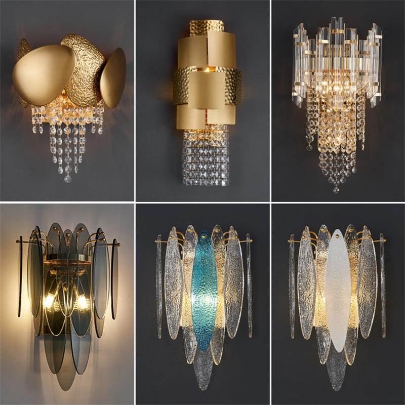 

Post modern luxury luster crystal wall lamps living room bedroom bedside corridor lighting study decor wall sconces lights