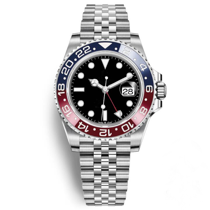 

Mens Wristwatch Blue Red Ceramic Bezel Stainless Steel Pepsi Watch Automatic Movement Limited Jubilee Master Montre Femme