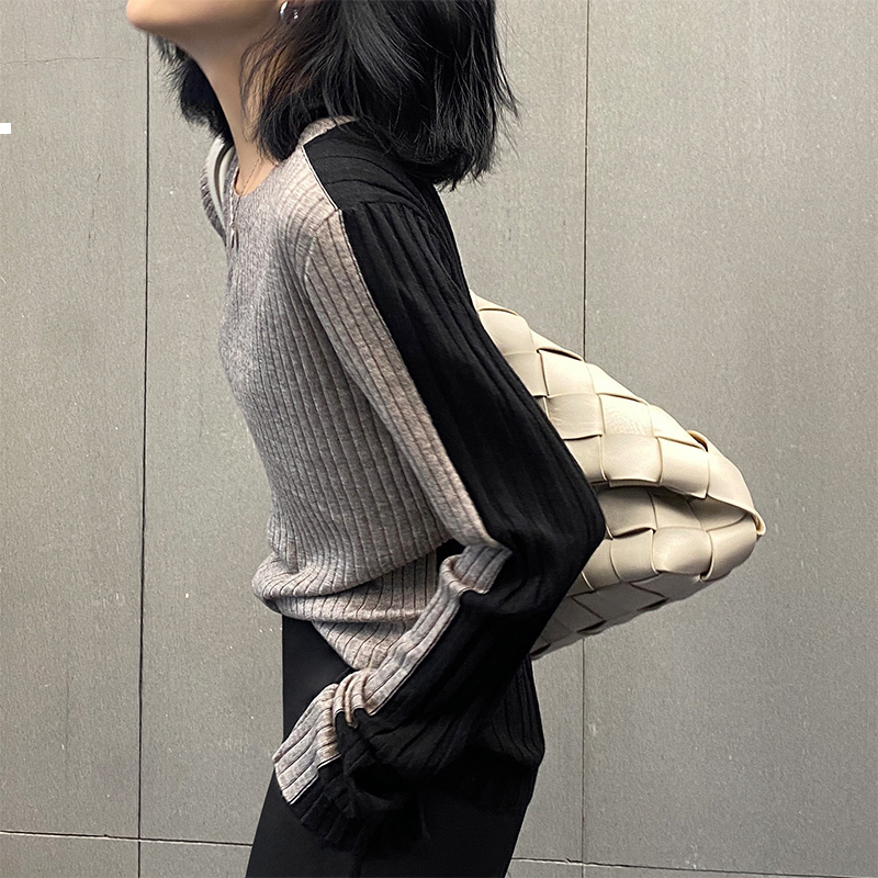 

New Autumn 2021 Mesh Grey Pullover Sweater Vintage Pop Style Woman Clothes Xbdr 1O80