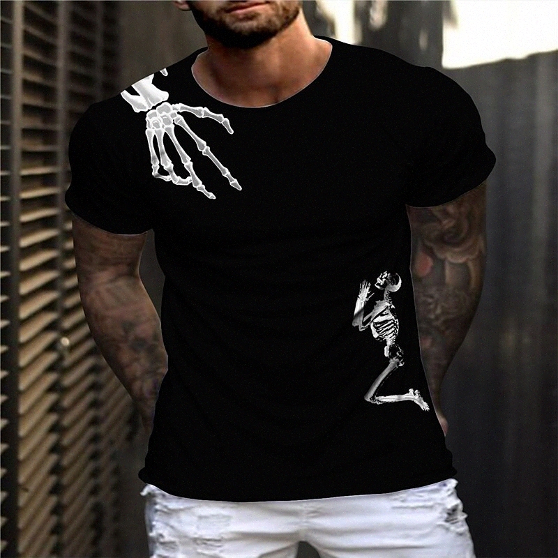 T-shirt Unisexe T-shirt 3D Imprimer Graphic Graphic Prints Squelette Main Main Col Vacances quotidiennes Imprimé à manches courtes Tops Casual De