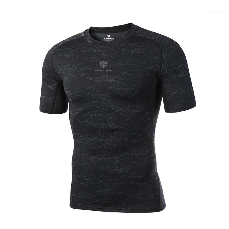 

Men Gym Top Quick Dry Fitness Sweater Sport T-shirt Short Sleeve Training Exercise Bodybuilding Tops Male Breathable T-shirt1, Black