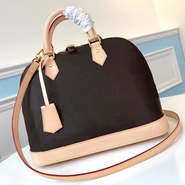 

5A Top quality alma women bags fashion crossbody bag Leather handbag Shell bagss size:32cm with box, Brown