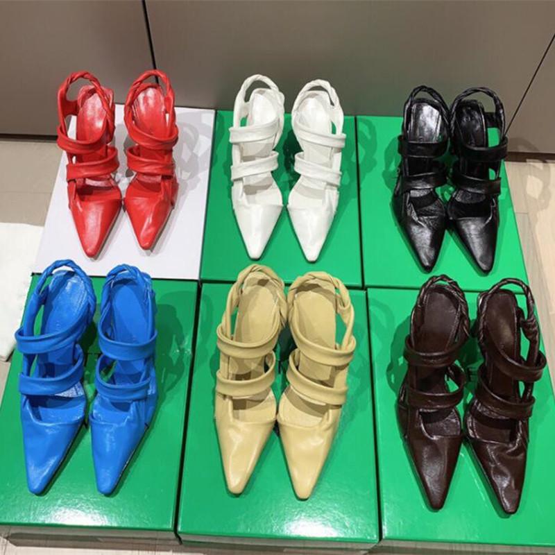 

New pointed high heel sandals women's sheepskin soft stiletto high heels fashion ladies flat sandals summer ladies heels, Black