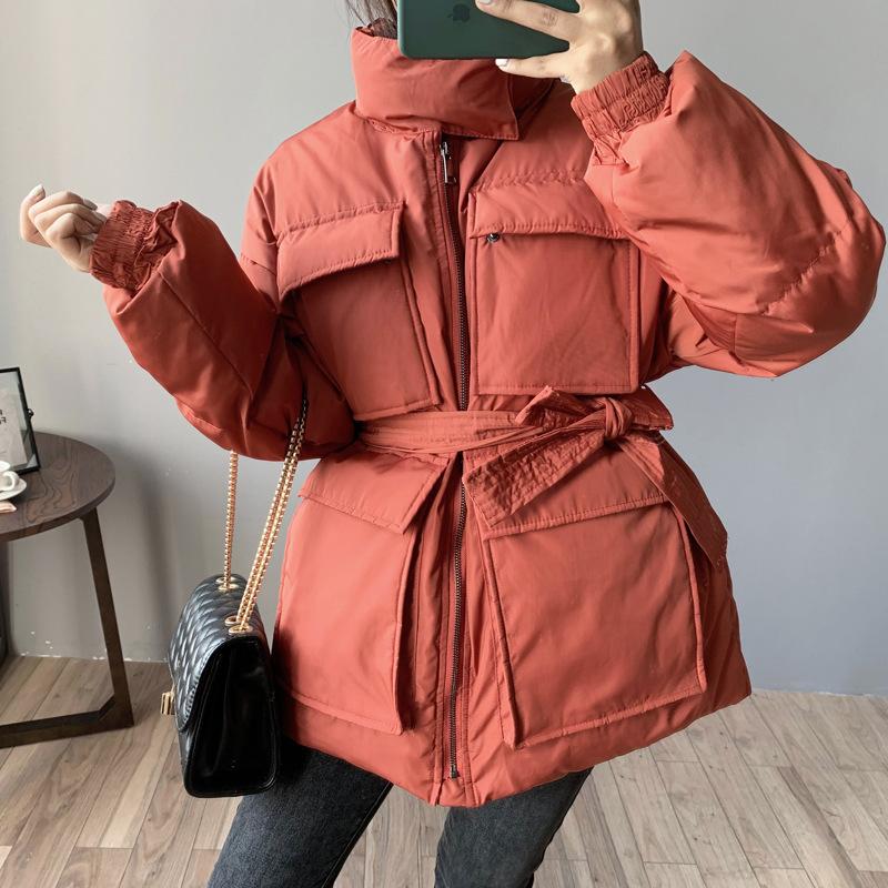 

2021 Winter Cotton Bread Coat Women Winter New Stand Collar Loose Casual Wild Coat Women' Thick Solid Warm Jackets Female, Black