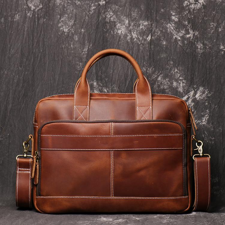 

Vintage Cow Leather Briefcase Bag Men Office Handbag Business Bag Document Case Laptop Luxury Totes, Color2