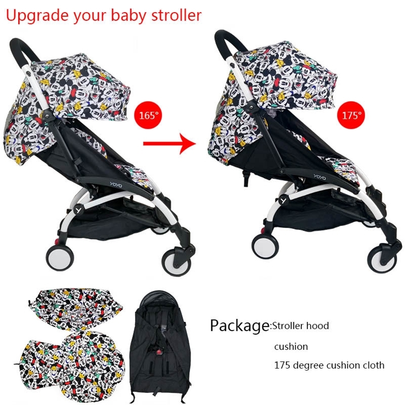 

Stroller Hood & Mattress And 175 Cushion Seat Oxford Cloth Back With Mesh Pockets Stroller Accessories For Yoya yoyo Babytime LJ201012