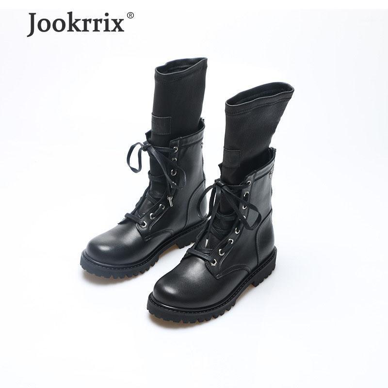 

Jookrrix 2020 Women Fashion Comfortable Mid Calf Boots Women Genuine Leather Shoes Lady Brand Boots Winter Shoes1, Black