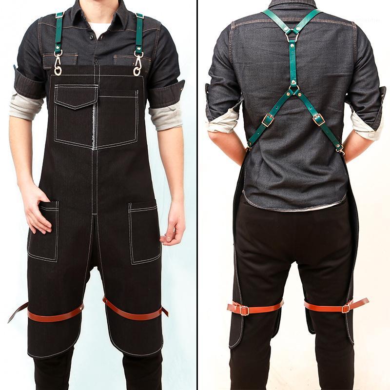 

Jean Denim Aprons for Women Men BBQ Chef Bib Home Kitchen Apron barista Dress Barber Cafe Cleaning Cook Waiter Custom Gift1