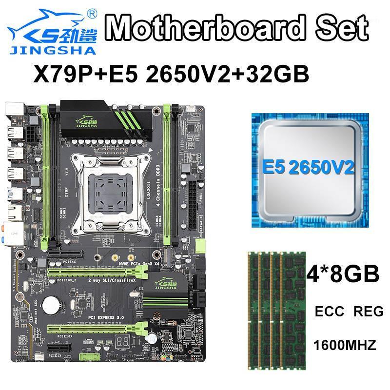 

X79P LGA 2011 motherboard set CPU Xeon E5 2650 V2 4x8GB=32GB 1600MHz DDR3 ECC REG memory ATX USB3.0 SATA3 PCI-E NVME M.2 SSD1