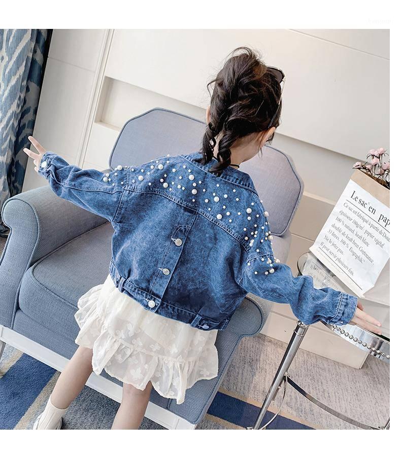 

Benemaker Jeans Jacket For Girls Children's Jean Clothing Windbreaker Baby Kid Denim Coat Girl Embroidery Tassel Outerwear YJ1401, Bouquet blue
