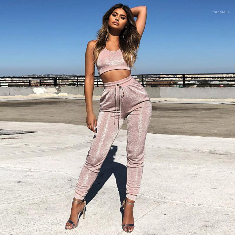 

Women two piece set top and pants 2019 summer 2 piece set women tracksuit matching sets pink womens clothing1, As pic
