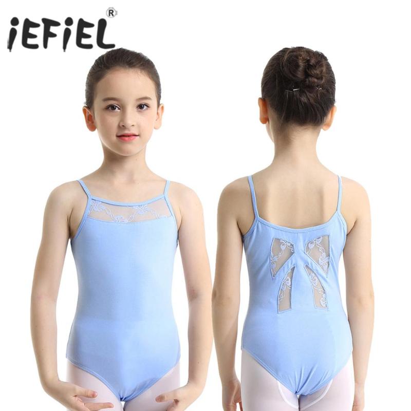 

iEFiEL Kids Girls Lyrical Dance Costumes Turnpakje Lace Splice Bow Back Ballet Dance Tutu Ballerina Gymnastics Leotard Bodysuit, White