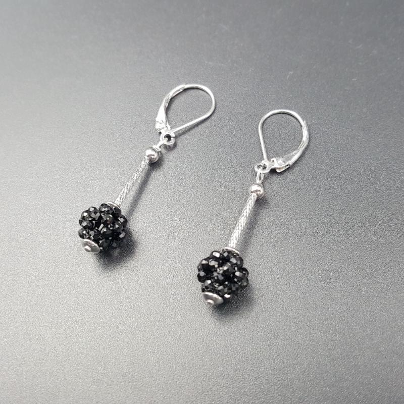 

Lii Ji Natural Genuine Black Spinel Earrings 925 Sterling Silver Drop Dangle Earrings Handmade Women Jewelry
