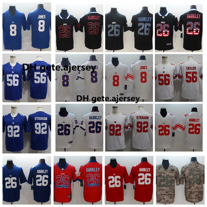 

Vapor Camo Salute to Service New York Giants Men 26 Saquon Barkley 8 Daniel Jones Lawrence Taylor Michael Strahan Football Jersey, Black;red