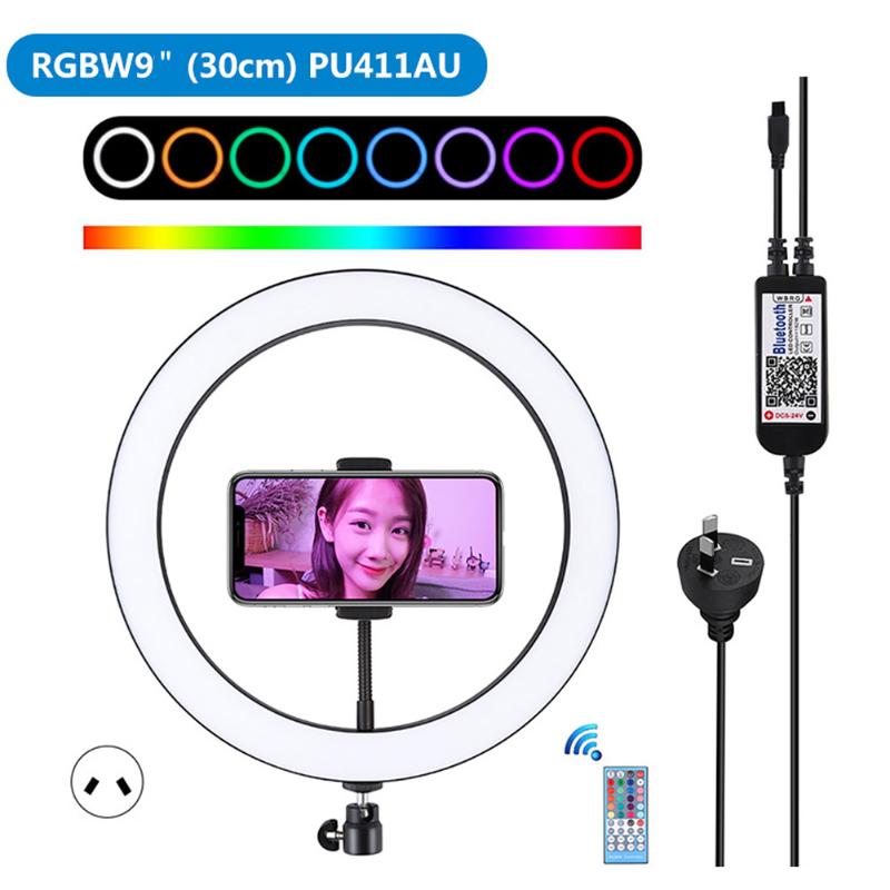 

9inch APP Photographic Phone Holder Studio Remote Control RGB Live Broadcast ABS Dimmable With Stand LED Ring Light Makeup Video