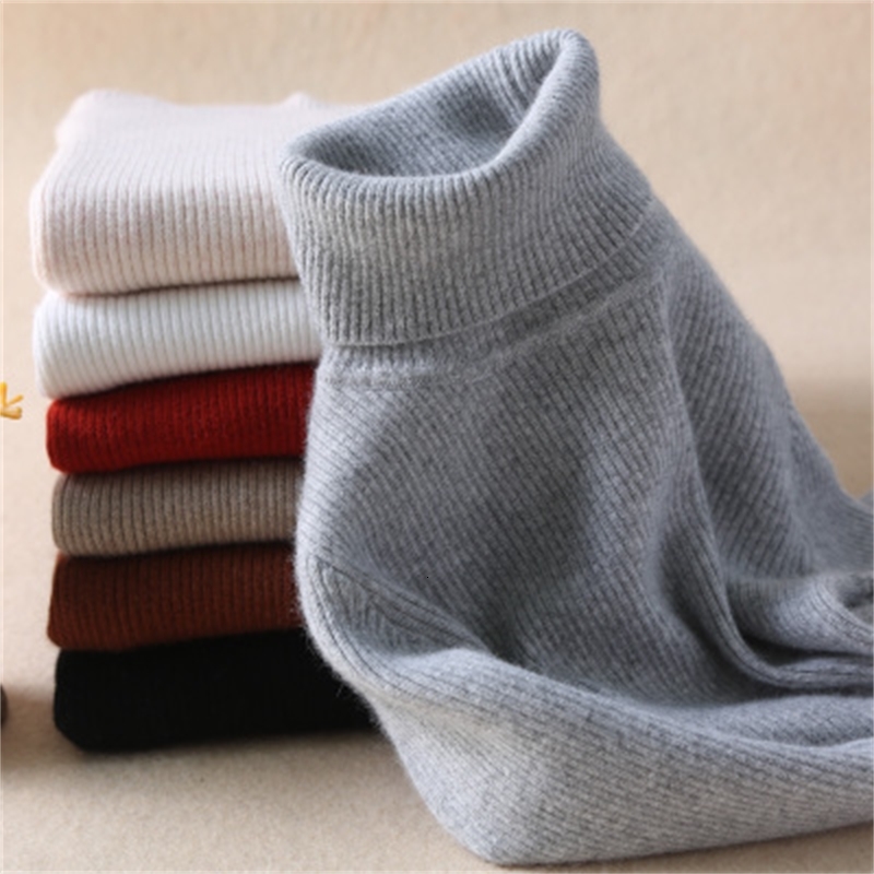 

2021 New Thick Slim Cashmere Cotton Blend Turtleneck Women Autumn Winter Sheath Pullover Jumper Pull Femme Hiver Sweater Xij2, White
