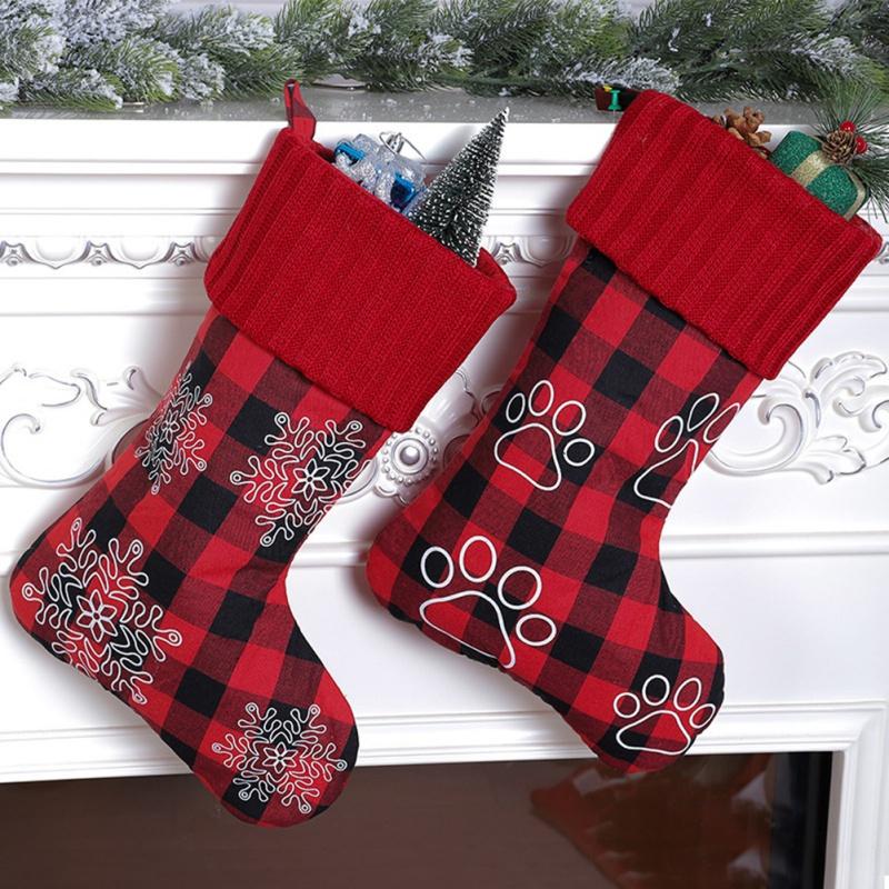 

Christmas Stocking print Xmas Gift Candy Bag Christmas Decorations for Home New Year Tree Decor