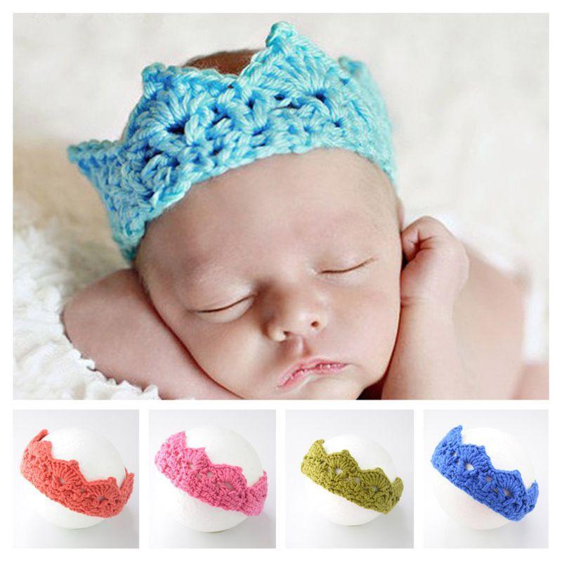 

Baby Crown Crochet Knit Headband Newborn Hair Accessories Children Photography Props Birthday Gift1, Red