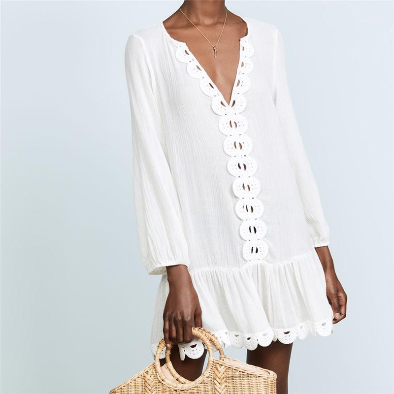 

2019 Tunics for Beach Women Swimsuit Cover-ups Woman Swimwear Beach Cover up Beachwear Pareo Dress Saida de Praia #Q5561