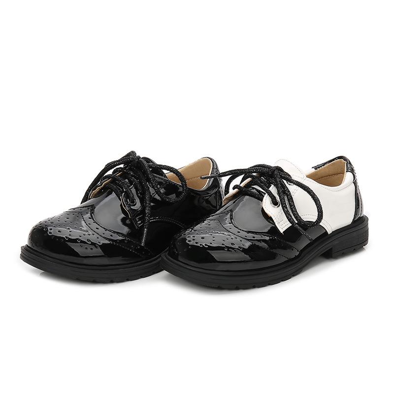 

KEAIYOUHUO Boys Black And White Leather Shoes 2020 Winter New British Style Leisure Show Single Shoes Korean Student Baby