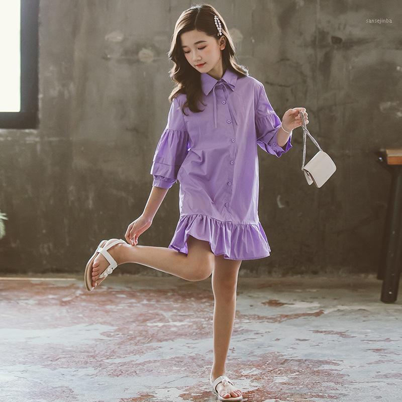 

Teenage Girls Dresses Children Clothes Cotton Princess Dress For Girl 2021 Summer Autumn Spring Fashion Clothing1 Girl's, Lavender