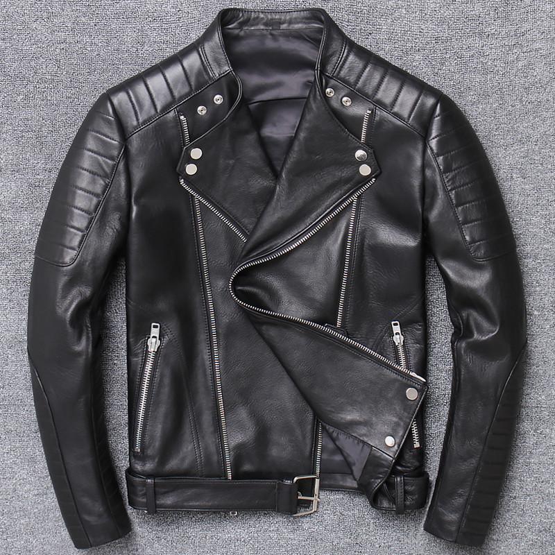 

Oversized Biker Mens Real Leather Jacket and Coat US Style Plus Size XXXL Man' Sheepskin Coats Automotive Jacketa Winter A785, Black