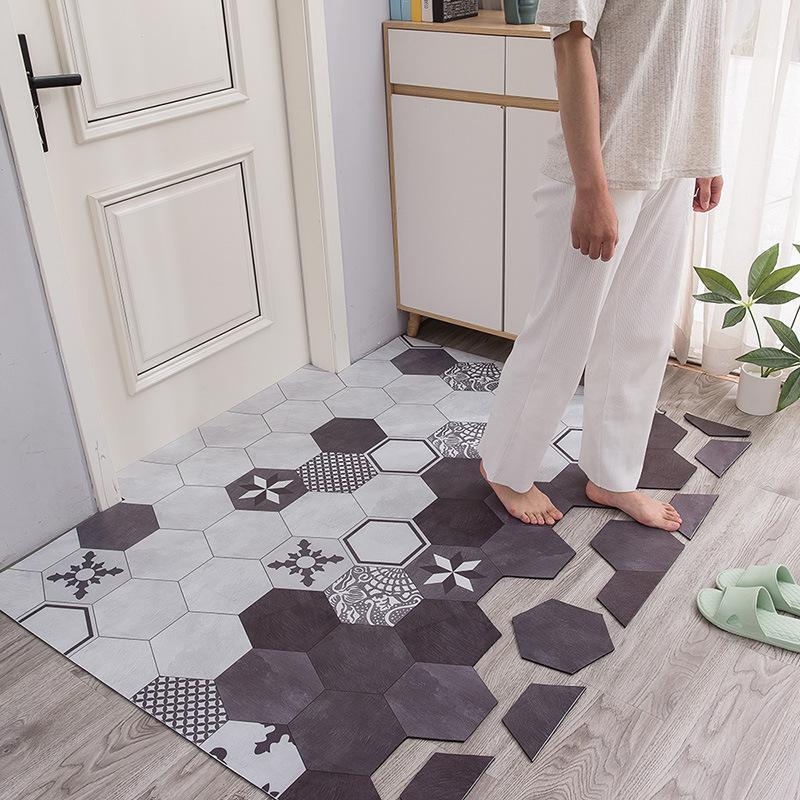 

DIY slow rebound leather waterproof non-slip entry door mat Kitchen bathroom carpet customize living room rug Entrance floormat1