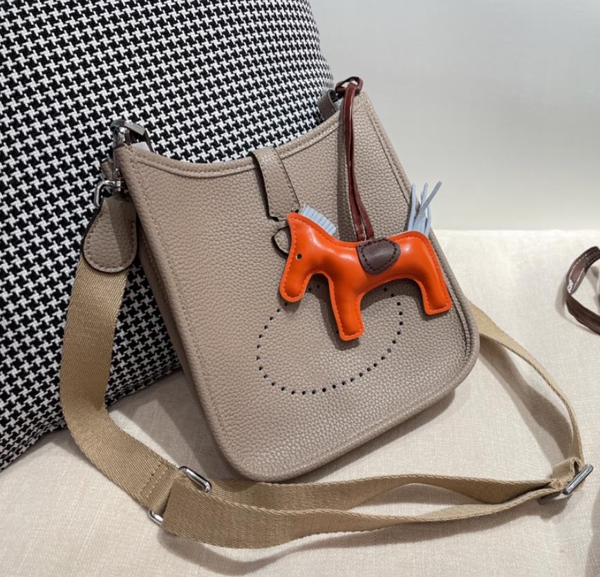 

Perforated H Handbag Purse Women Designer Bags Classic Cowhide Cross Body Lady Wallet Removable Strap with Box, Black