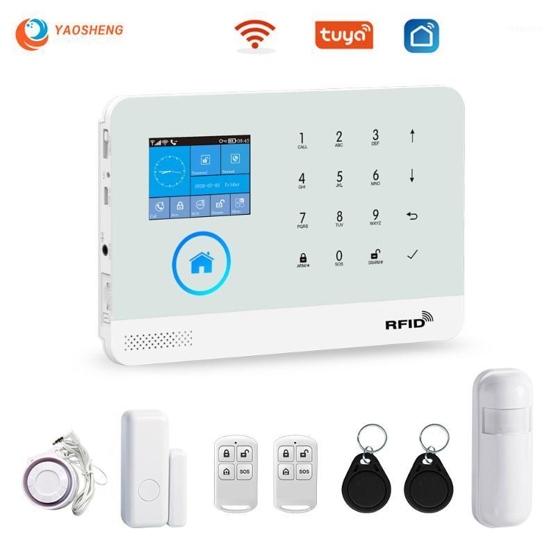 

TUYA WIFI GSM White Alarm Safety System Smart Home App Control With IP Camera Wireless Smarthouse Security Alarms1
